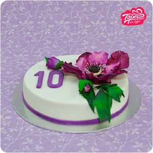 Торт на день рождения - Бордовый анемон