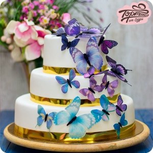 Свадебный торт - Синие бабочки