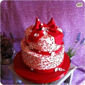 Торт свадебный - Красный бант