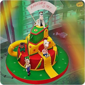 Торт для детей - Финес и Ферб в детском городке
