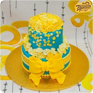 Торт - Свадебный с желтыми цветочками